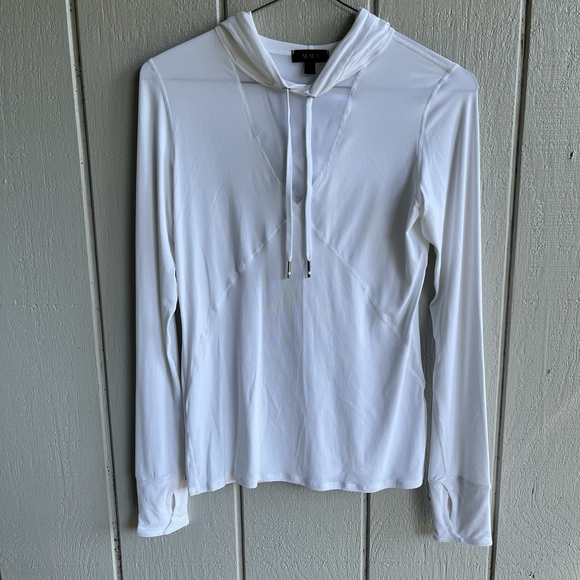 Alala Women Flyweight Hoodie Tee Long Sleeve Mesh in White Size S - Picture 1 of 8